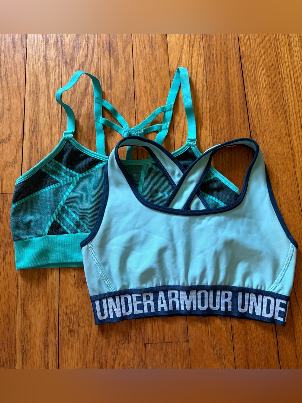 Under Armour Aqua & Teal Double Sports Bra Set - Women